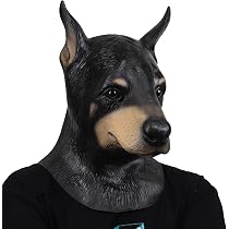 Buy Dog Mask Doberman Head Adult Size Black Funny Animal Mask