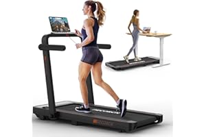 Decorcn Laufband Klappbar Laufband für Zuhause 0,8-12km/h 2.5PS 2 in 1 Laufband Schreibtisch mit Fernbedienung, Ultra Slim Breiter Laufgürtel Walking Pad Treadmill