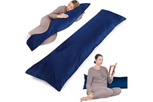 Totsy Baby Cuscino per chi dorme sul fianco con fodera Velluto 40 x 145 cm - cuscino comfort cuscino per dormire cuscino per traversina laterale cuscino per il corpo Blu Navy