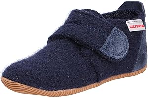 GIESSWEIN Kinder-Hausschuhe Oberstaufen - Filz-Pantoffeln für Mädchen & Jungen, Warme Pantoletten, Slim-Fit Gummi Sohle & Klettverschluss