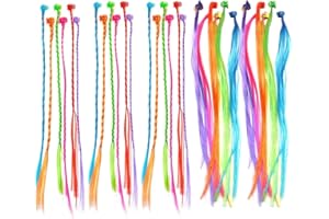 TSLRSA Extensiones de Trenzas de Colores - 30 Piezas Accesorio para Peinados con Clips, Extensiones de Colores para Niñas, Pinza de Pelo para Niñas, para Regalo Niñas Fiesta de Cumpleaños