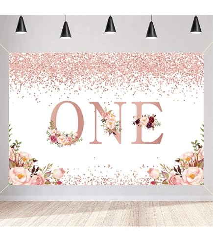 Compleanno 3 Anni Decorazioni Rosa Oro – Striscione Tessuto 150×90 Cm Con Pois E Corona