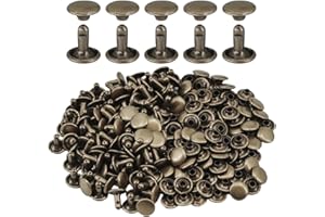 Selyse 100 Stück Hohlnieten 9 * 9mm Schaft Doppelkopf Rundnieten Ziernieten Metall Nieten für DIY Handwerk Leder, Ersatz Nieten(Antikbronze)