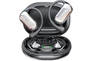 COOLJUMPER Auriculares Oreja Abierta Bluetooth 5.4, Auriculares Inalámbricos Deportivos con Gancho, Reproducción de 50H Pantalla LED, Auriculares con micrófono Incorporado, Control Táctil, IP7 Impermeable