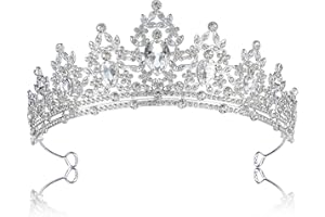 GREVOSEA Tiara Crown for Women, Silver Rhinestone Tiara Crown Queen Bridal Headband Hair Accessories for Birthday Prom Bridal Wedding Party Costume Silver