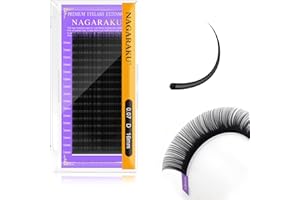 NAGARAKU Extensiones de Pestañas Individuales Volumen Lahses Pelo a Pelo Clásico 1:1 Pestañas Extensiones Natural Blando Suave Negro Eyelash Extension Pestañas Postizas 16 Filas(0.07mm D Curl 16mm)