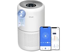 LEVOIT Purificateur d'Air HEPA Intelligent contre Allergie Pollen & Graminée, Purifier jusqu'à 50㎡, Surveille La Qualité de l'Air, Contrôle par App Alexa, 22dB Silencieux, Core 300S