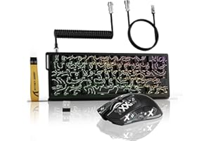 ATTACK SHARK Ensemble 3-en-1 sans Fil X68PRO HE Clavier, Souris de Jeu X11, spiralé C01PRO, BT/2,4G/câble, Interrupteur magnétique à déclenchement Rapide 8KHz, capteur PixArt PAW3311, 22000DPI-Blanc