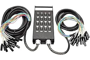 Seismic Audio - New 16 Channel XLR Send Splitter Snake Cable with Box - Two Trunks 15' and 30' Fantails - Pro Audio Stage, Studio, Road Split Y Extension Cables