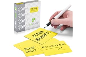 2DOBOARD Etichette Magnetiche Scrivibili - 7,5 x 7,5 cm Giallo - 25 pezzi – Scrum Cards - Kanban Board, Scrum Board o Lavagna Magnetica per Frigorifero (Giallo)