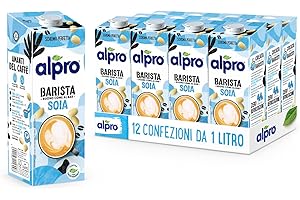 ALPRO BARISTA, Bevanda alla SOIA, 100% vegetali , ideale con il caffè (12 confezioni x 1 Litro)