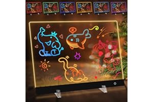 LURICO Tablero Acrílico Luminoso con Mensaje LED, 5 Modos & 6 Colores Tablero de Notas LED, 35x25cm Tablero de Mensajes Iluminado, Tableta de Escritura, Tablero de Luz con 7 Colores Bolígrafo/Soporte/Cadena