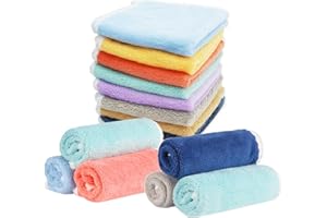 Defresit 8 Pcs Flannel Face Cloth Soft Face Flannels Toddler Flannels Wash Towels Quick Dry Reusable Face Body Cloths Squares Wash Flannels for Baby Kids Adults