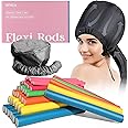 xnicx 42pcs 7" Hair Rollers,Bendy Foam Flexi Rods for Long,Short Hair,Heatless Curlers no Heat for Sleeping Overnight,with Hair Dryer Bonnet for Quick Shaping(Black) for Styling,Hair Salon