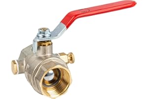 tecuro Kugelhahn 3/4 Zoll mit Entleerung - DN 20, beidseitig Innengewinde nach ISO 228/1, Temperaturbereich von -5°C bis +100°C, Messing