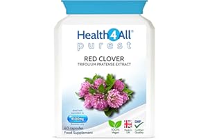 Health4All Red Clover 4500mg 60 Capsules 2 Months Supply, High Strength Extract 24mg Isoflavones Each Capsule, Menopause Support & Hormone Balance Vegan Supplement | Made in UK