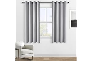 Topfinel Cortinas Salon Modernas Termicas Aislantes Opacas con Ojales para Cocina Habitacion Infantil Dormitorio 2 Piezas Gris 140x160