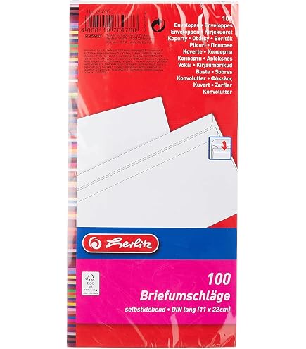 Enveloppes DIN Lang Auto-adhésives Avec Fenêtre - Lot De 25 - Deutsche Post - 110x220 Mm - Neuf