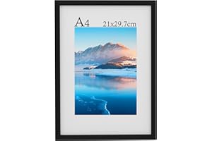 DTXDTECH A4 Frame, 21x30 cm Wooden A4 Photo Frames, A4 Picture Frames with Mount, Black Picture Frames for Print, Certificate Frame for Wall Mount, For Table Decoration