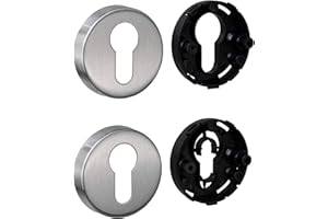 JUVA Türrosette Edelstahl matt rund - 1 Paar Tür-Rosetten Abdeckung für Zimmertüren PZ-Zylinder - Rosette Türschloss mit Zubehör - Zylinderrosette, Schlüsselrosette H8250 - Rosette-Türschloss
