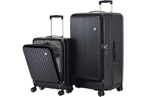 TydeCkare Set di valigie in alluminio da 2 pezzi 20/29 39 * 20 * 55 cm e 40 * 37 * 77 cm, ruote universali a 360°, valigia rigida leggera in ABS+PC con lucchetto TSA, nero