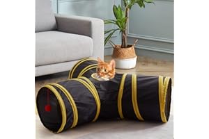 SunStyle Home Cat Tunnel per gatti interni 3Way Play Toy Kitty Tunnel Peek Hole giocattolo with Ball for Cat Tube Fun for rabbit Kittens and dog (3Way, Black)