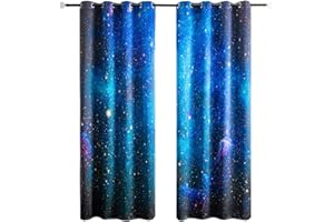 goodbath Space Curtains, Galaxy Universe Nebula Stars Starry Sky Thermal Blackout Window Curtains for Bedroom for Girls Boys Kids, 2 Panels, 46" x 90"