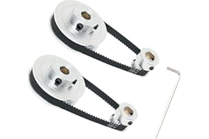 SHCEEC 2PCS Set 2GT Aluminum Timing Pulley 20&60 Teeth 8mm Bore Synchronous Wheel with 2PCS Length 200mm Width 6mm Belt (20-60T-8B-6)