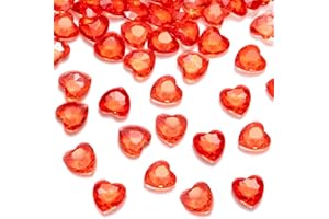 HAKACC Red Acrylic Heart, 290 PCS 25mm 12mm Mixed Red Crystal Rhinestones Diamonds Gems Table Scatter for Decorative Wedding Photography Props Vase Fillers Decorations
