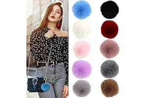 QEXUJOW Accesorios para punto y ganchillo,10 pompones de peluche, pompones de piel de zorro artificial para hacer tú mismo para sombreros, llaveros, bufandas y accesorios para bolsos
