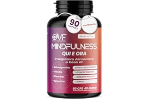 PARAFARMACIA, ORGANIC VITAMINS & FOOD OVF Mindfulness 90 Cps, Nootropico con Ashwagandha, Tirosina, Teanina e Apigenina, Integratori Memoria e Concentrazione, Supporta Umore e Vitalità, Made in Italy