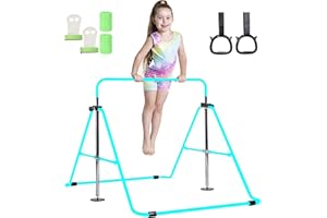 TINY TUMBLERS Gymnastics bar for kids - A great piece of gymnastic equipment for home use for a range of ages - Rings and hand grips included!
