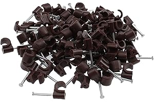 Reulin Fermacavi rotondi da 7 mm, marrone, confezione da 100 pezzi, con perno lungo, super resistente