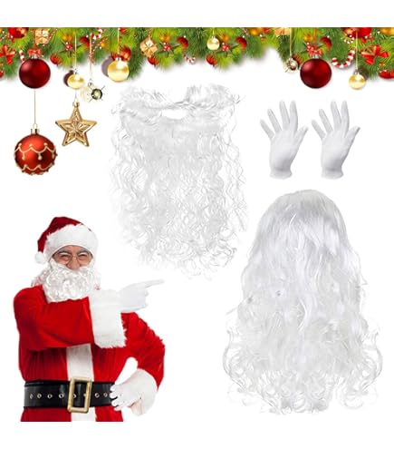 Amosfun Lot De 4 Faux Sourcils Blancs De Père Noël Accessoire Déguisement Noël Pour Fêtes Masquées Carnaval Et Réveillon