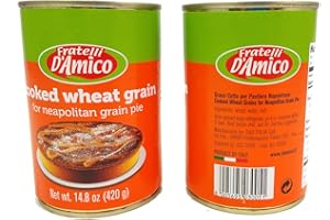 Fratelli D'Amico Granos de trigo cocido (grano cotto) - 2 latas - para pastel de trigo de pascua (importación italiana pastiera napoletana di grano)