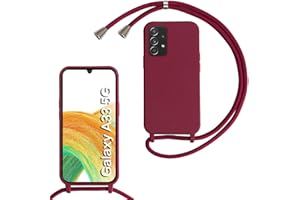 MBSLFY Silikon Handykette für Samsung Galaxy A33 5G Hülle mit Band, Silikon Necklace Handyhülle mit Abnehmbar Kordel zum Umhängen Stossfest Bumper Handy Schutzhülle für Samsung A33 5G, Rot