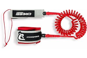 CRESSI SUP COILED LEASH GREY/RED 10'
