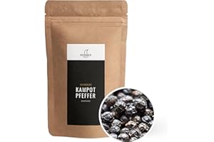 ‎HENNES FINEST Hennes Finest Kampot Pfeffer Schwarz - 250g Pfeffer Kampot Schwarz, Kampot Pepper Black (grober Pfeffer), Schwarzer Pfeffer ganz, Pfefferkörner schwarz, Pfeffer für Mühle, Schwarze Pfefferkörner