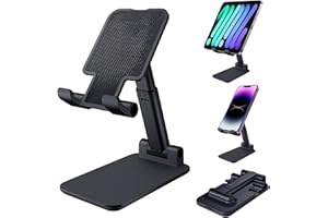 ZHIKE Support Téléphone, Support de Tablette Pliable Support de téléphone Portable pour Bureau Compatible avec Samsung iPad Mini iPhone Tous Les Smartphones Smartphone(Noir)