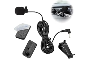 HENGBIRD Bilmikrofon med 3 m Kabel 3,5 mm Uttag Extern Mikrofon för Sony JVC Kenwood Jensen Alpine Bilradio Navigering Bärbar Dator Stereospelare, med U-klämma och Klistermärken, Plug-and-Play