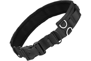 Powerextra Multifunction Outdoor Photography Adjustable Waist Strap Belt with D-rings for Hanging Tripod Lightweight Camera Bag Lens Pouch Flash Bag etc (Black)