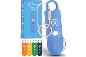 Vantamo Alarma personal para mujer – Altavoces dobles extra fuertes, primero con aviso de batería baja con luz estroboscópica, recargable, llavero de alarma de seguridad