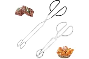 Hezhou 2 Stück Küchenzange Speisenzange Multifunktionsspitzenkopf Barbecue Grillen Zange Grillzange Lebensmittel Zange Scherenform Multifunktions Grillzange Edelstahl für Dessert Brot Steak Salat