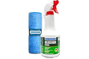 BLUM MANUFAKTUR Bildschirmreiniger 1x 500 ml + 30x30 cm Mikrofasertuch supersoft 365GSM - Screen Cleaner - Display Reiniger