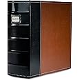 Bellagio-Italia 3-Ring XL 3" D Ring Binder, Classic Faux Leather - for Documents, File Storage, and Trading Cards - 1-Pack, Stores to 600 Pages, Brown