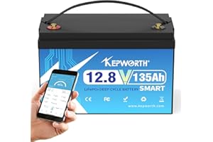KEPWORTH Batterie Lithium 12V 135Ah Rechargeable LiFePO4 avec 100A Bluetooth BMS et 4000-15000 Cycles Profonds, pour Camping-Car, Système Solaire, Bateaux, Moteur de pêche à la traîne