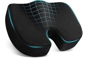 TushGuard Office/Car Seat Cushion, Non-Slip Sciatica & Back Coccyx Tailbone Pain Relief Chair Pad, Memory Foam Butt Pillow for Computer Desk, Wheelchair, Driving (Black)