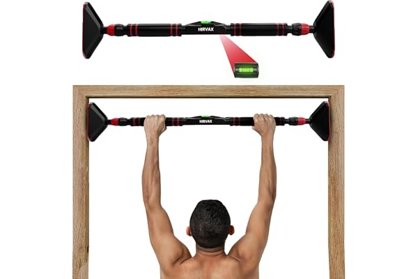Wall Mounted Pull Up Bar for Home Workout No-Screw Installation Anti-Skid Grip for Pull-Ups, Chin-Ups, Push-Ups, Sit-Ups, and Stretching Adjustable Upper Body and Core Workout Bar Body Building Equipment to Increase Height & Strength (Pull up bar Multi color) (Black)