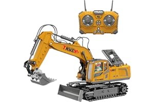 LioMaxi 1:16 Scala 17 Canali Escavatore Telecomandato per Bambini, Escavatori Radiocomandato,Escavatore Idraulico per Ragazzi con luci,demo a un tocco, Sand Digger Regali