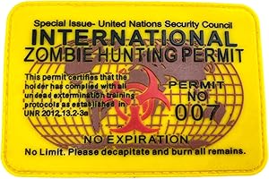 PATCH NATION International Zombie Hunting Permit No Expiration Cosplay Airsoft PVC Fan Patch Morale Toppa